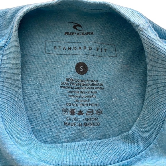 RIP CURL “Made for Waves” Toucan Hawaiian Floral Turquoise Tee Shirt Men S Small - Picture 4 of 5